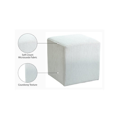 Roy Cream Microsuede Fabric Ottoman/Stool