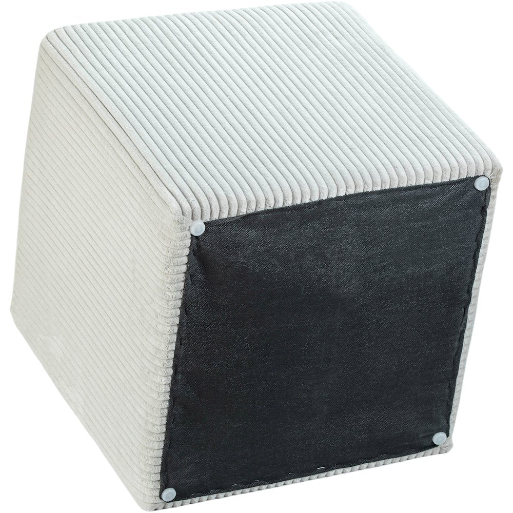 Roy Cream Microsuede Fabric Ottoman/Stool