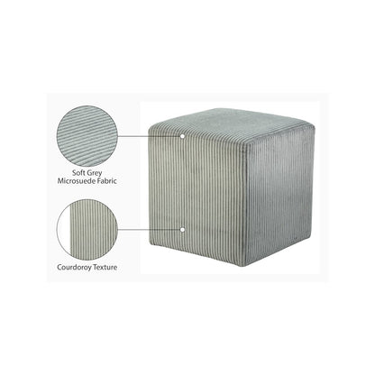 Roy Grey Microsuede Fabric Ottoman/Stool