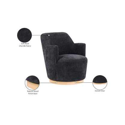Clarita Black Chenille Fabric Swivel Accent Chair
