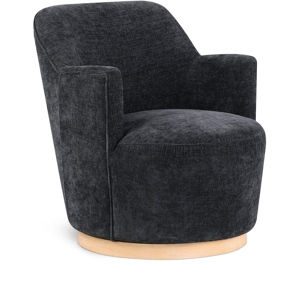 Clarita Black Chenille Fabric Swivel Accent Chair