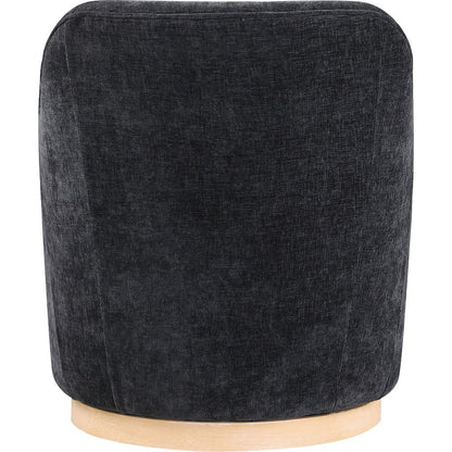 Clarita Black Chenille Fabric Swivel Accent Chair