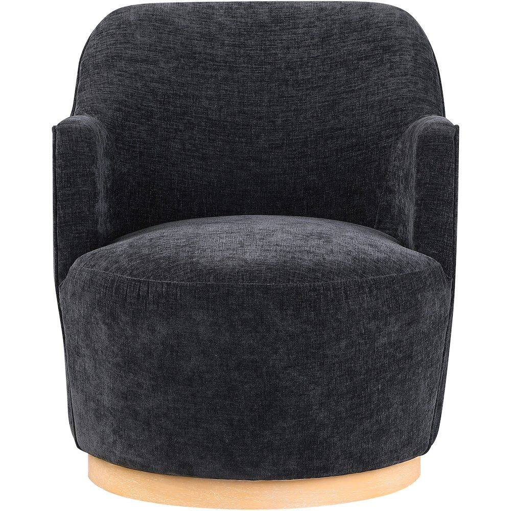 Clarita Black Chenille Fabric Swivel Accent Chair