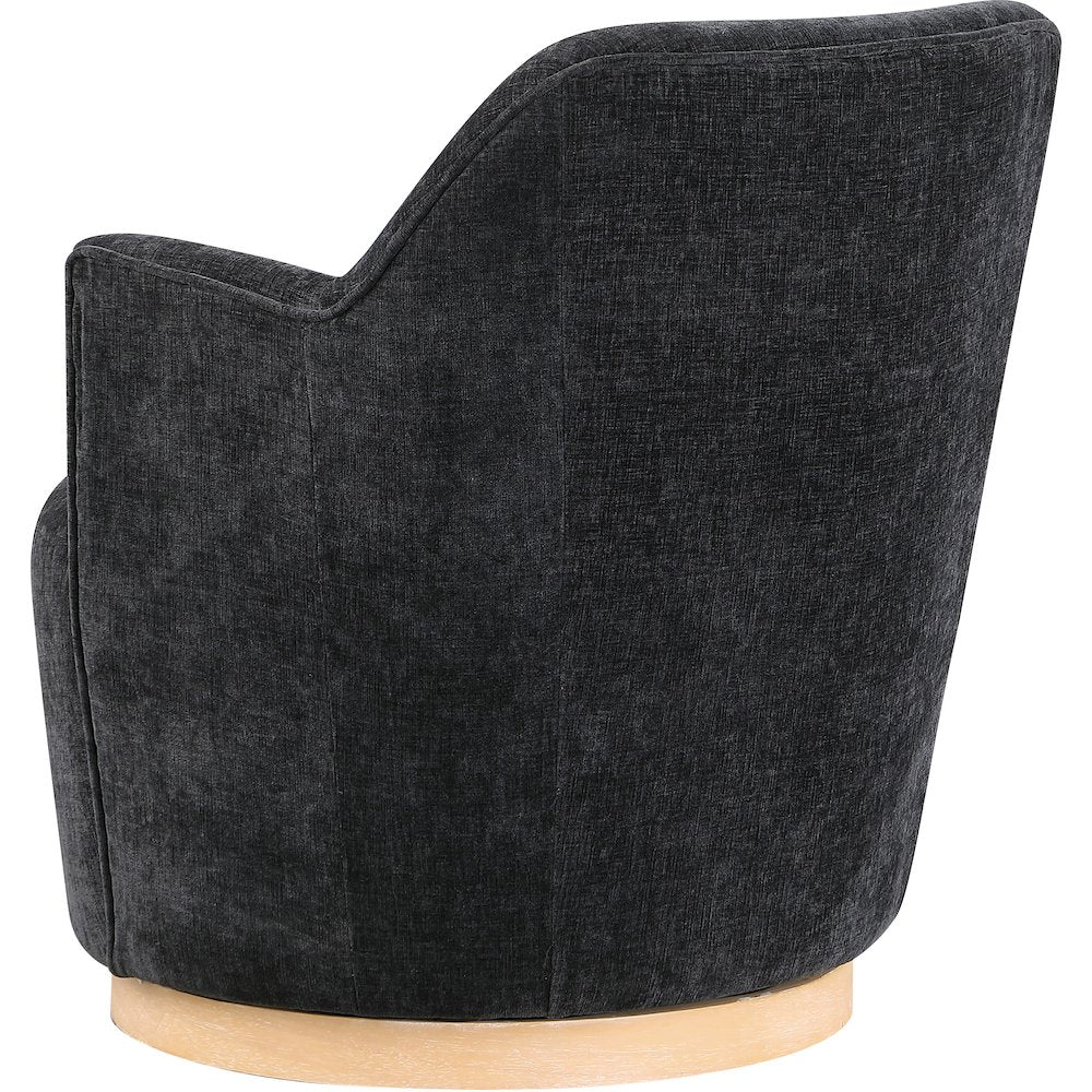 Clarita Black Chenille Fabric Swivel Accent Chair