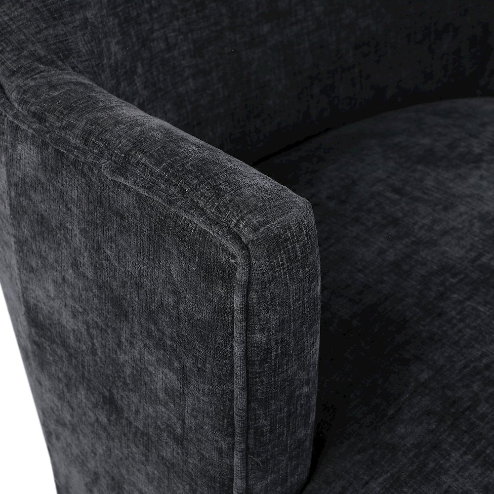 Clarita Black Chenille Fabric Swivel Accent Chair