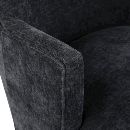 Clarita Black Chenille Fabric Swivel Accent Chair