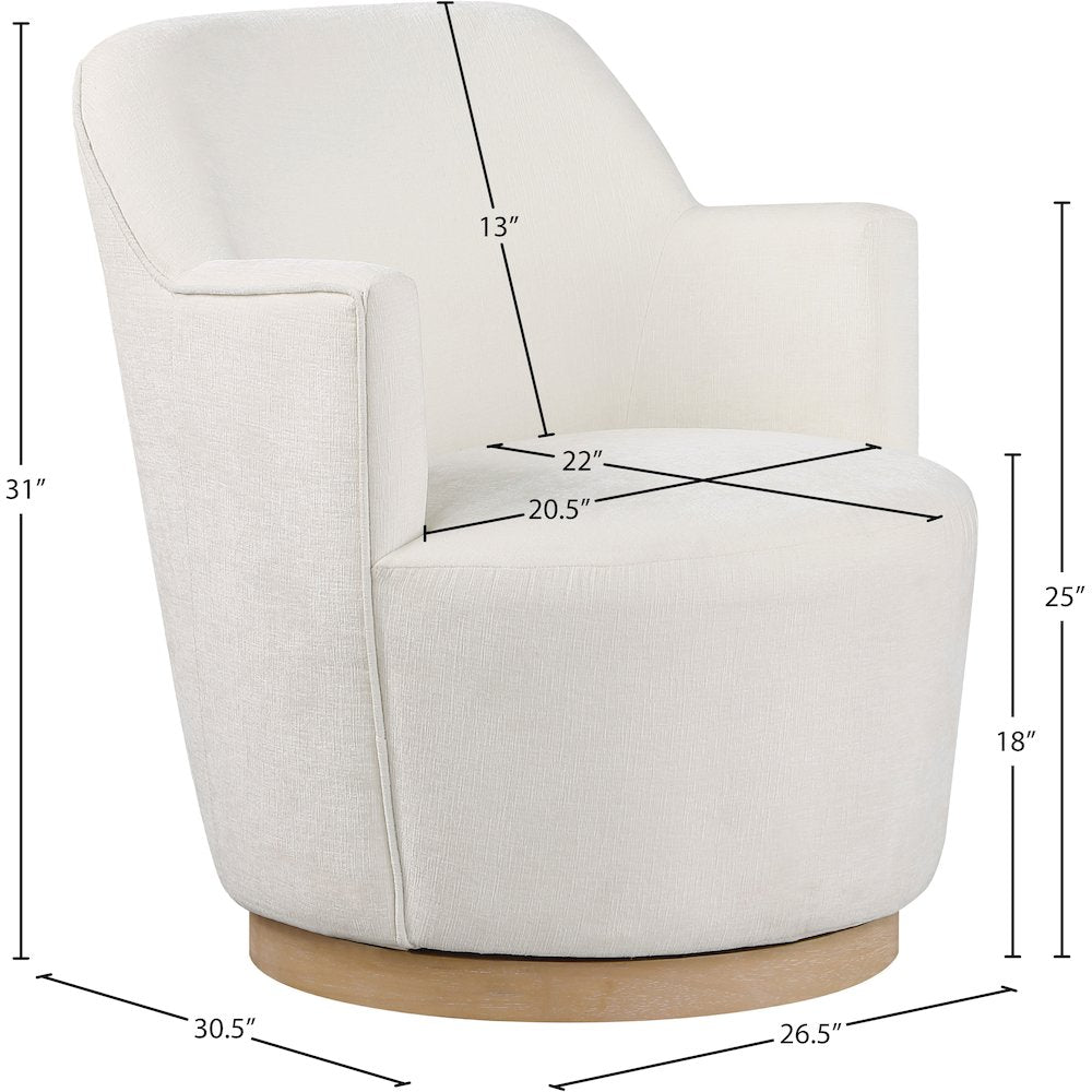 Clarita Cream Chenille Fabric Swivel Accent Chair