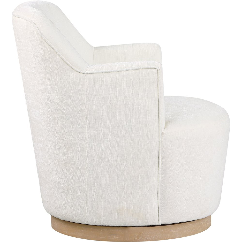 Clarita Cream Chenille Fabric Swivel Accent Chair
