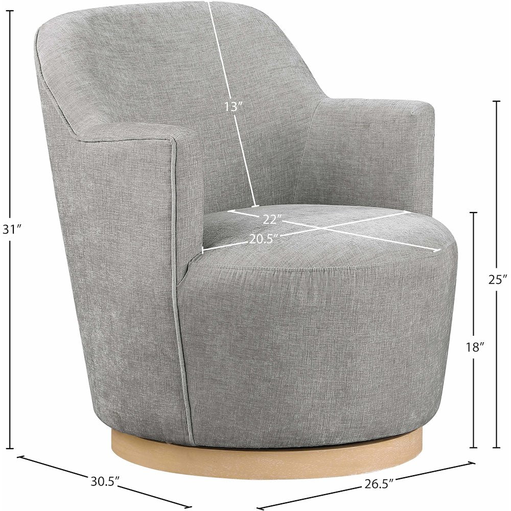 Clarita Light Grey Chenille Fabric Swivel Accent Chair