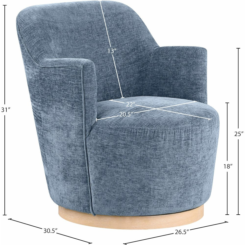 Clarita Light Blue Chenille Fabric Swivel Accent Chair