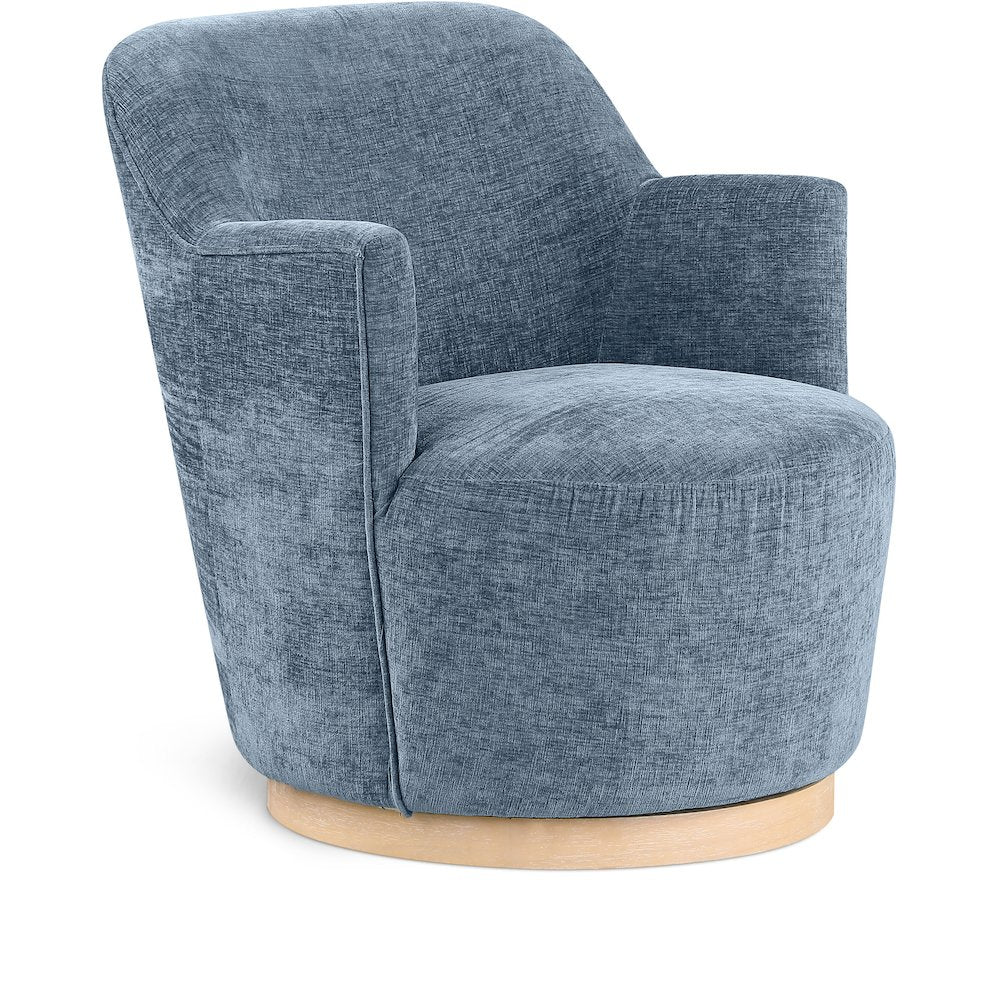 Clarita Light Blue Chenille Fabric Swivel Accent Chair