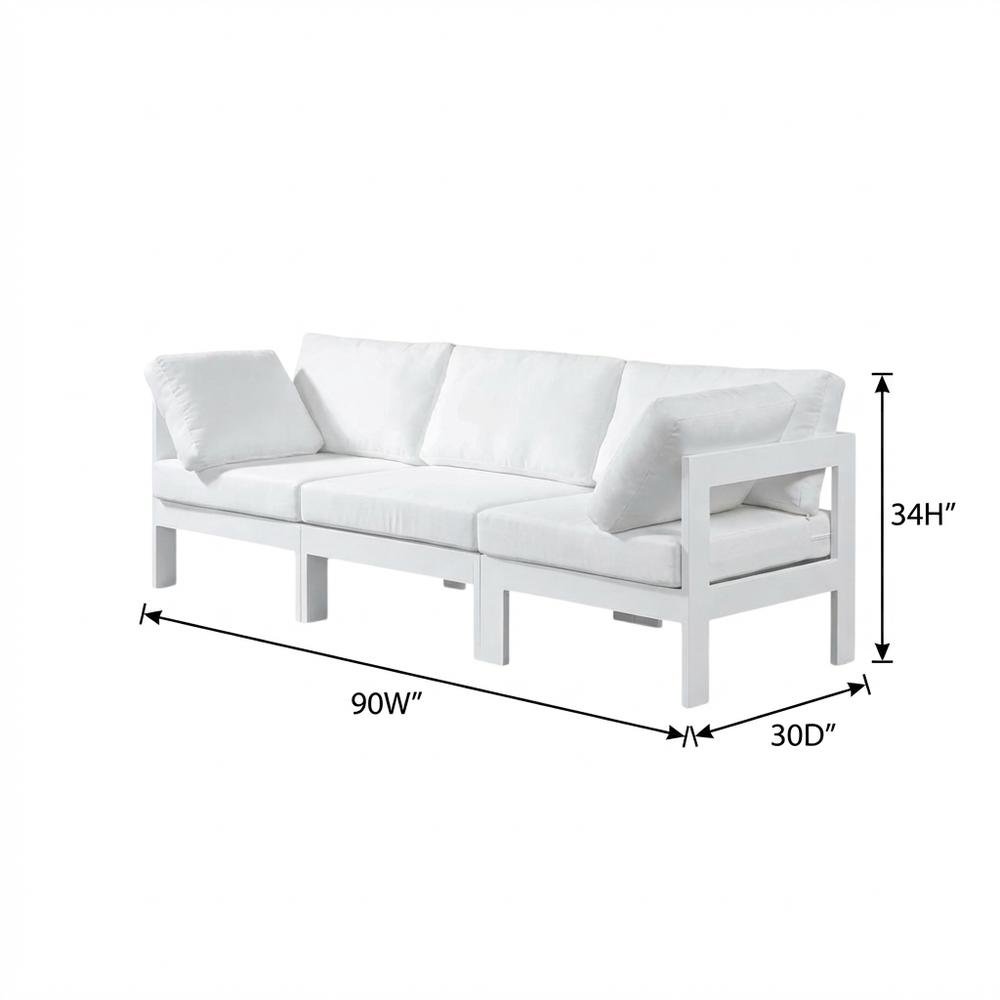 White Fabric Outdoor Modular Sofa With Contemporary Style And Cushioned Seating