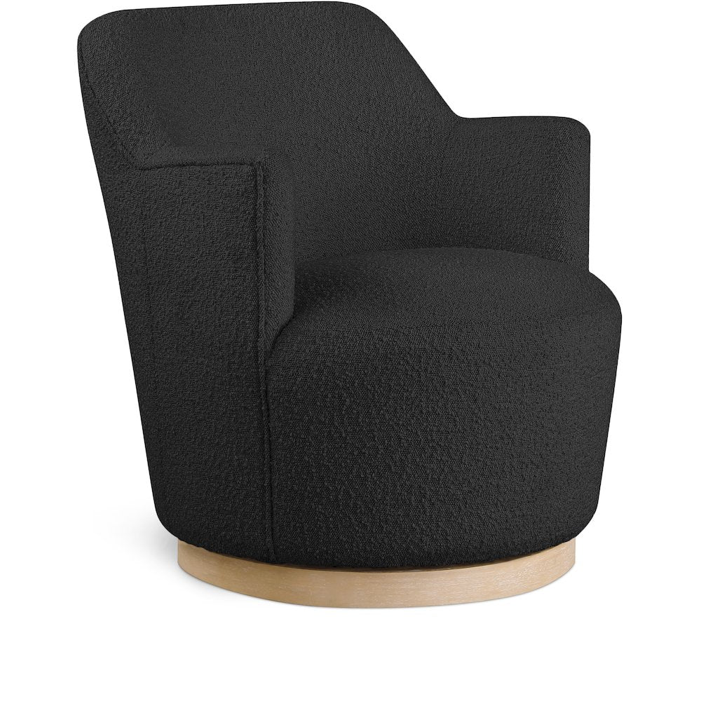 Clarita Black Boucle Fabric Swivel Accent Chair