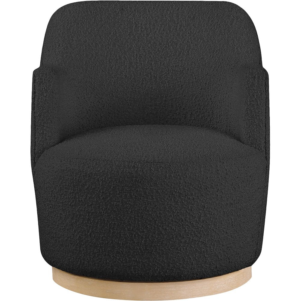 Clarita Black Boucle Fabric Swivel Accent Chair