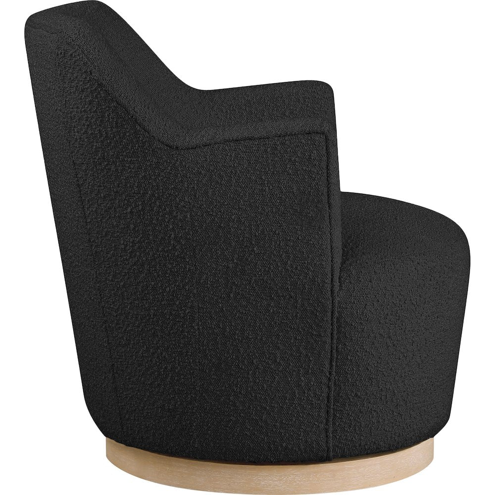 Clarita Black Boucle Fabric Swivel Accent Chair