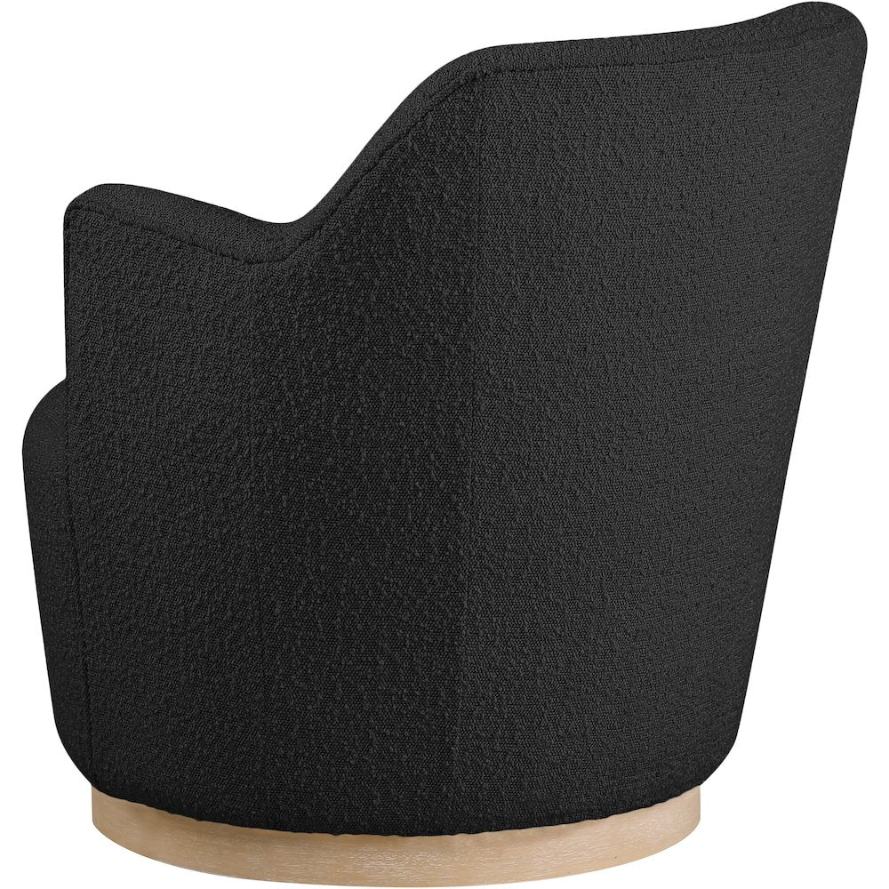 Clarita Black Boucle Fabric Swivel Accent Chair