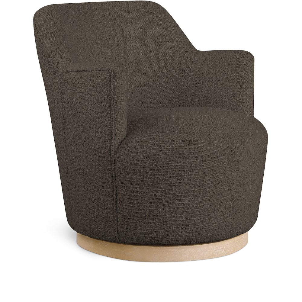 Clarita Brown Boucle Fabric Swivel Accent Chair
