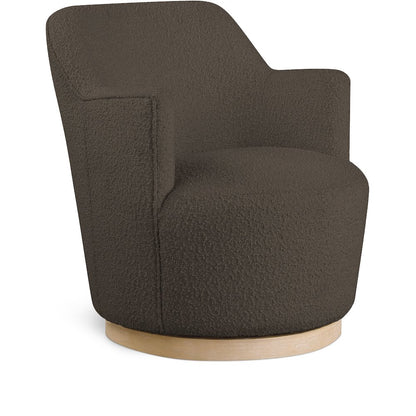 Clarita Brown Boucle Fabric Swivel Accent Chair
