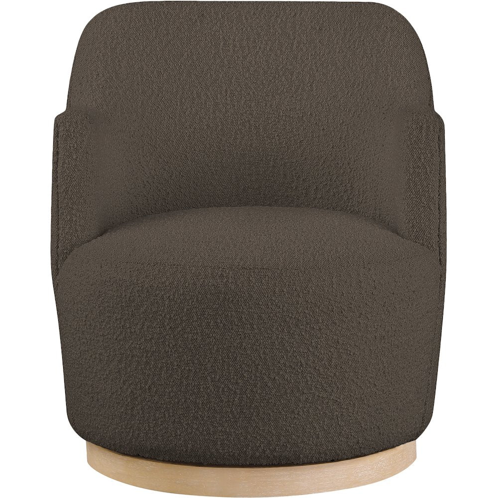 Clarita Brown Boucle Fabric Swivel Accent Chair