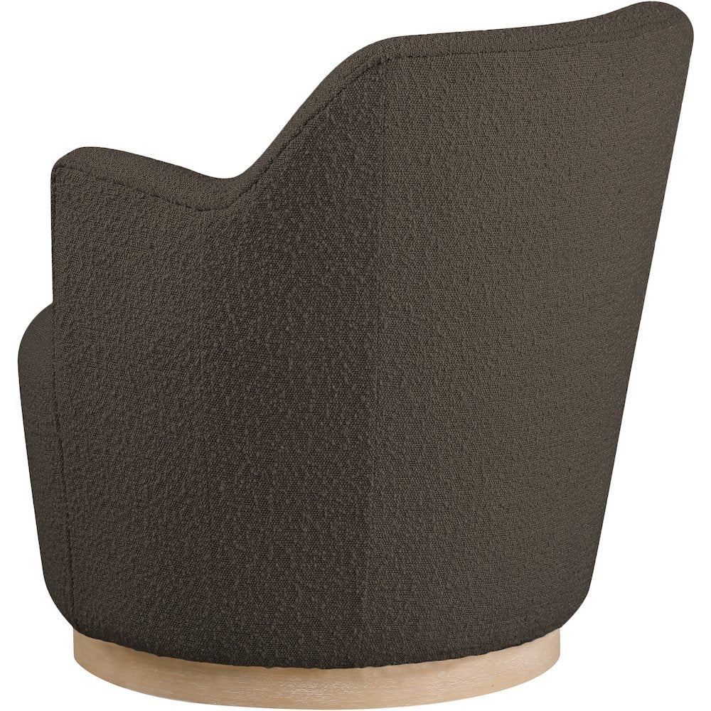Clarita Brown Boucle Fabric Swivel Accent Chair
