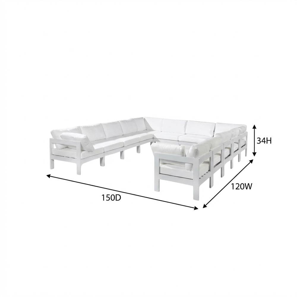 White Fabric Outdoor Patio Modular Sectional For Contemporary Style