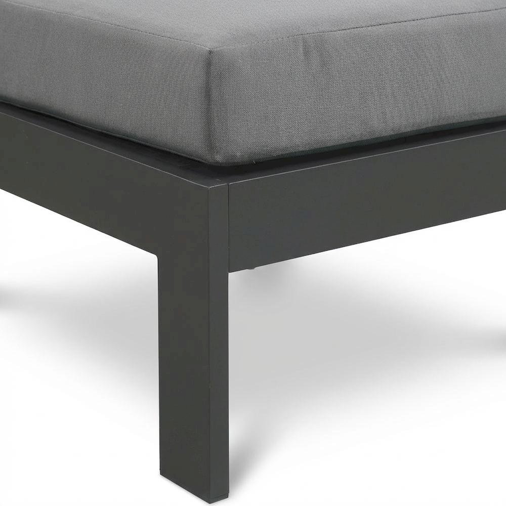 Gray Fabric Outdoor Patio Aluminum Armless Chair With Contemporary Style