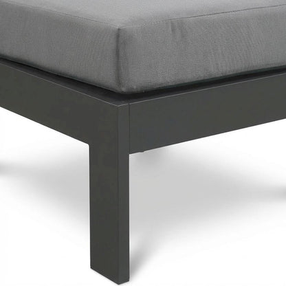Gray Fabric Outdoor Patio Aluminum Armless Chair With Contemporary Style