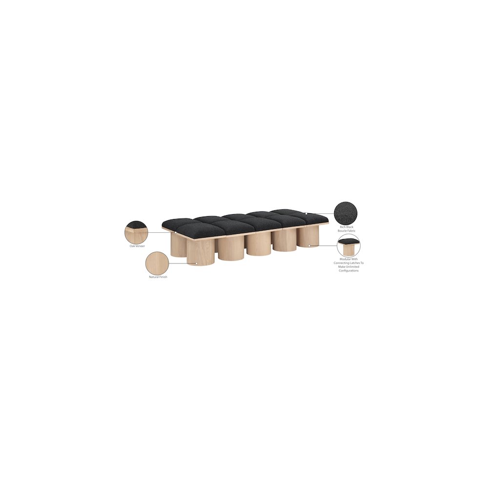 Pavilion Black Boucle Fabric Bench