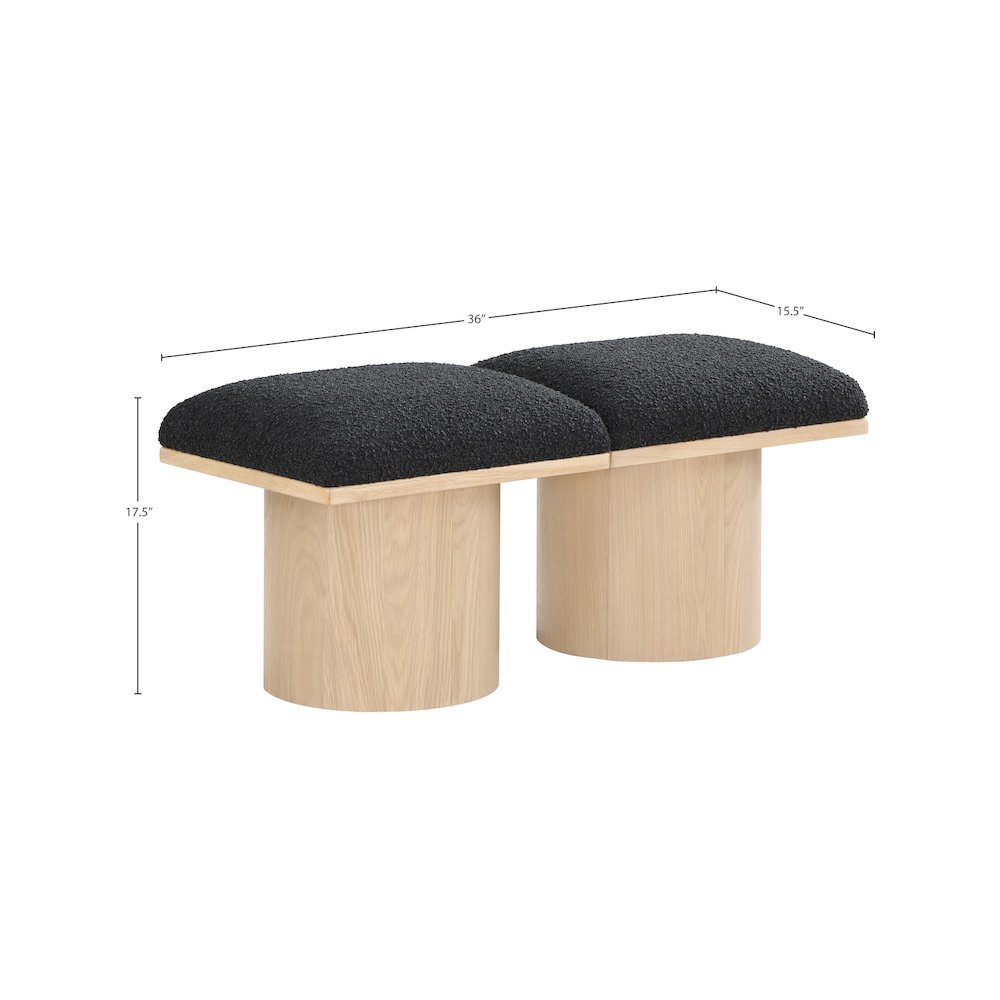Pavilion Black Boucle Fabric Bench