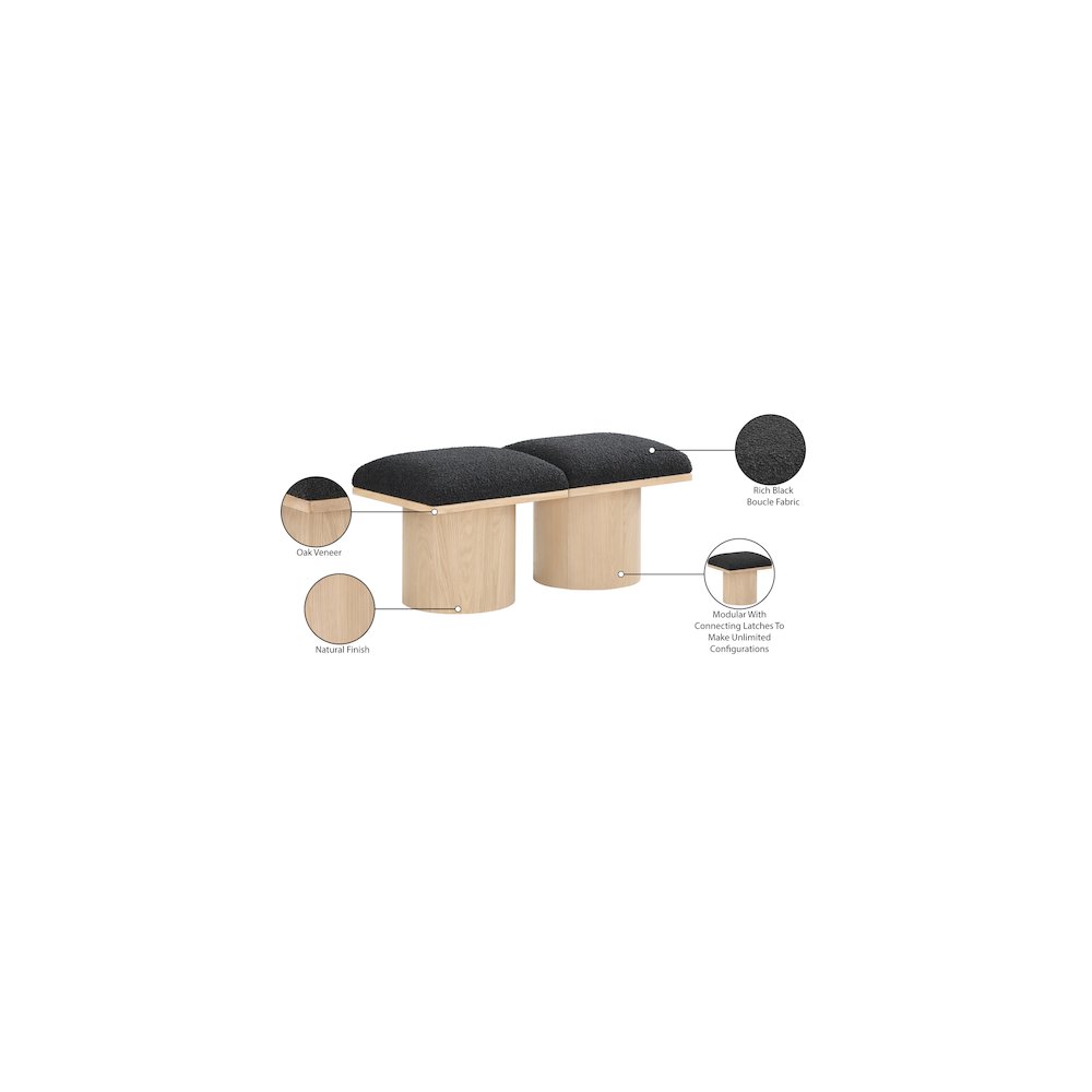 Pavilion Black Boucle Fabric Bench