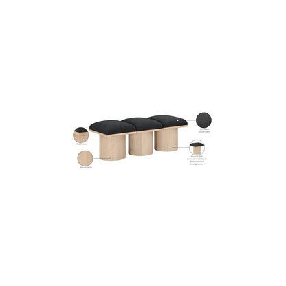 Pavilion Black Boucle Fabric Bench