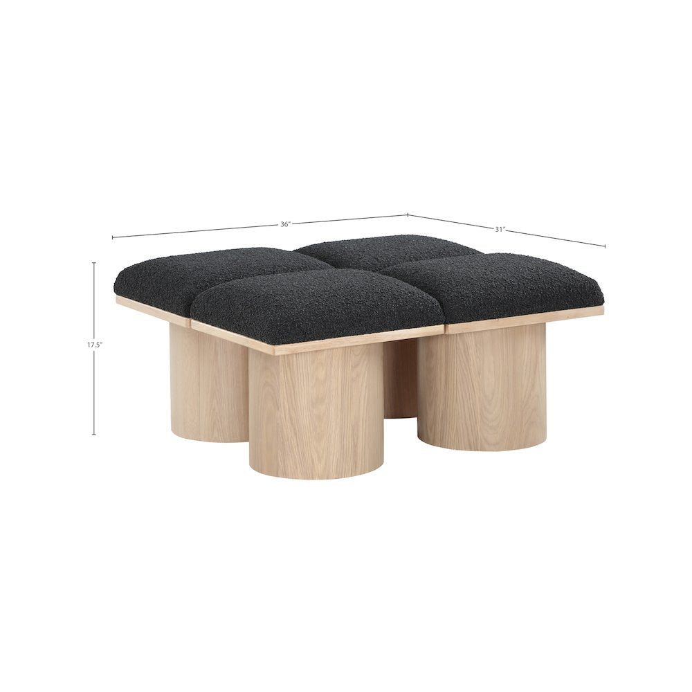 Pavilion Black Boucle Fabric Bench