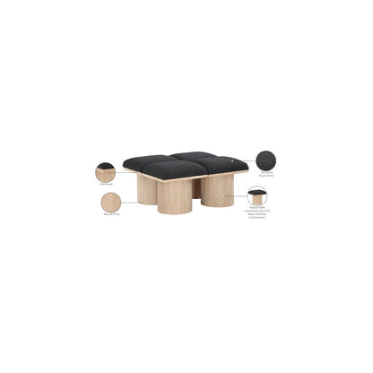 Pavilion Black Boucle Fabric Bench
