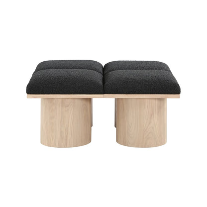 Pavilion Black Boucle Fabric Bench