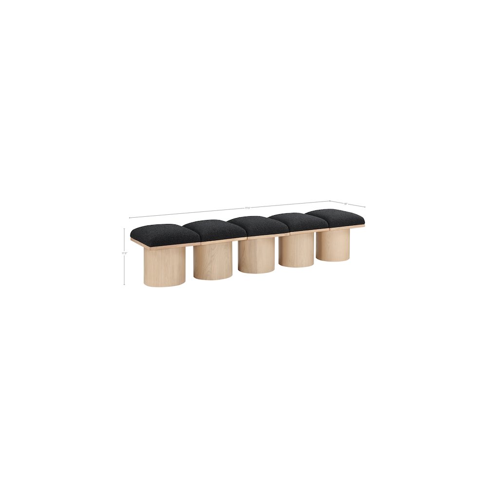 Pavilion Black Boucle Fabric Bench