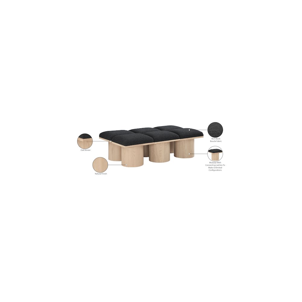 Pavilion Black Boucle Fabric Bench