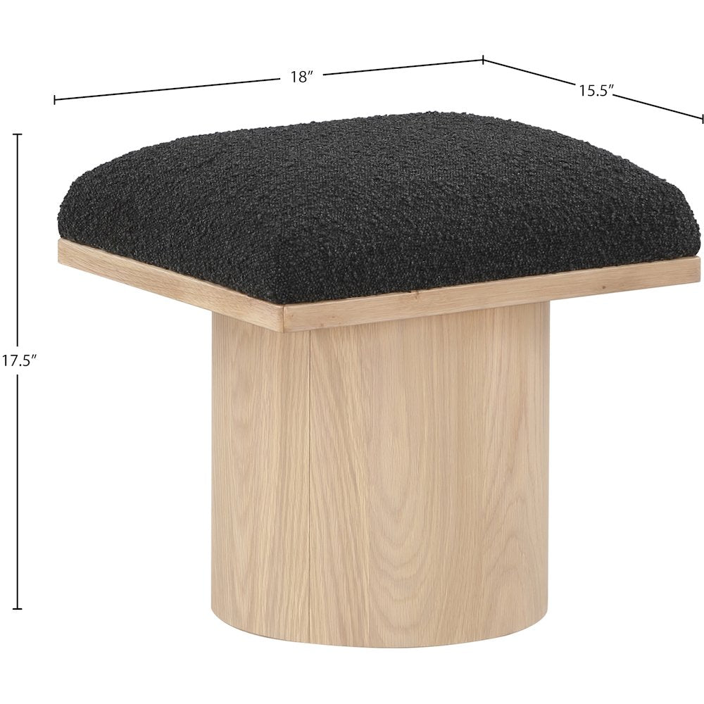 Pavilion Black Boucle Fabric Bench/Stool