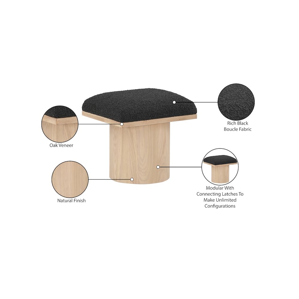 Pavilion Black Boucle Fabric Bench/Stool