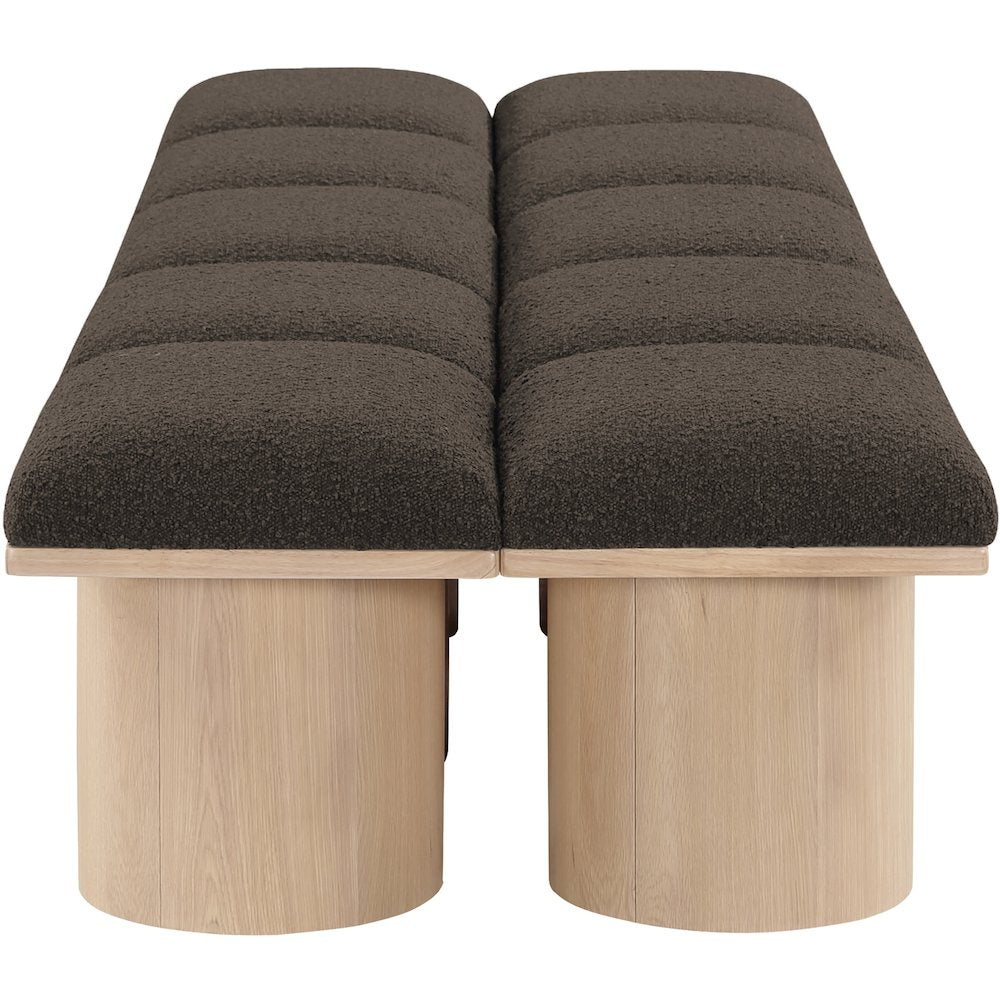Pavilion Brown Boucle Fabric Bench