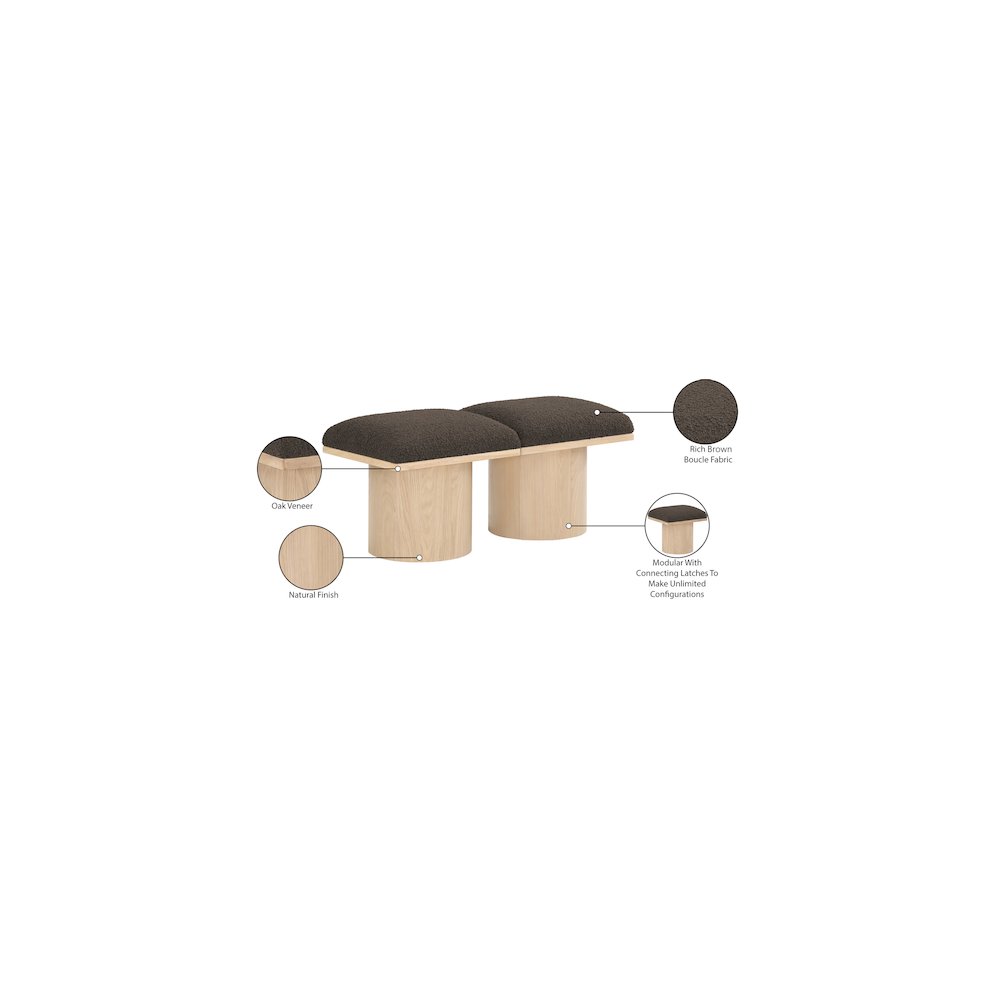 Pavilion Brown Boucle Fabric Bench
