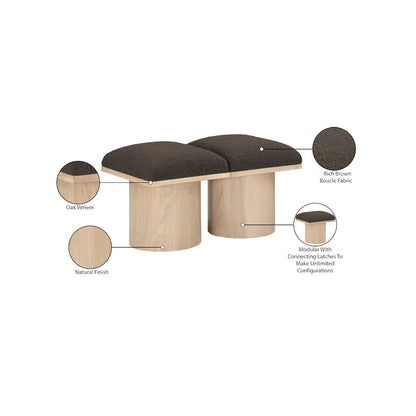 Pavilion Brown Boucle Fabric Bench