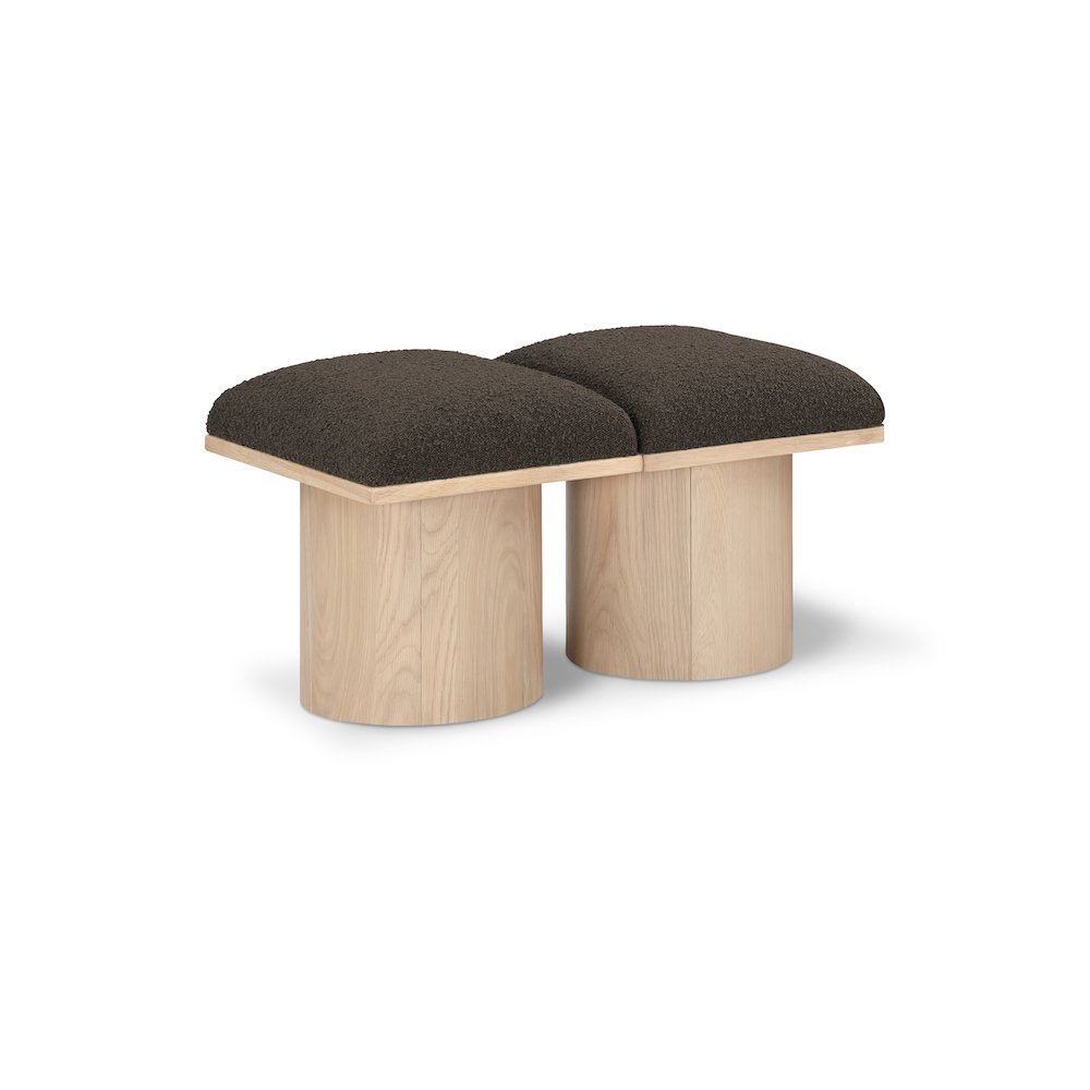 Pavilion Brown Boucle Fabric Bench