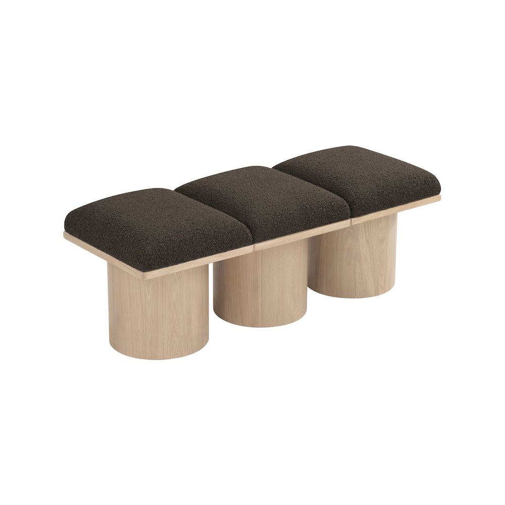 Pavilion Brown Boucle Fabric Bench