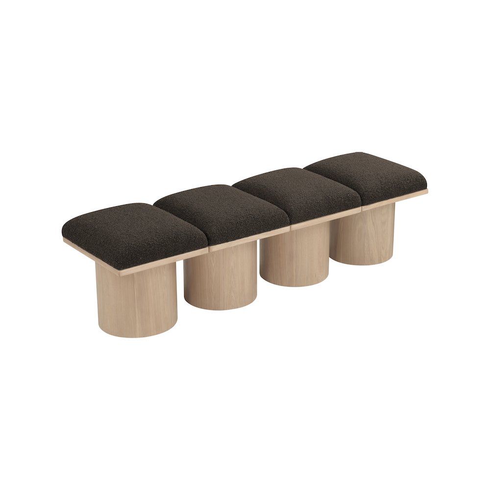 Pavilion Brown Boucle Fabric Bench