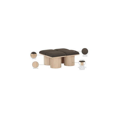 Pavilion Brown Boucle Fabric Bench