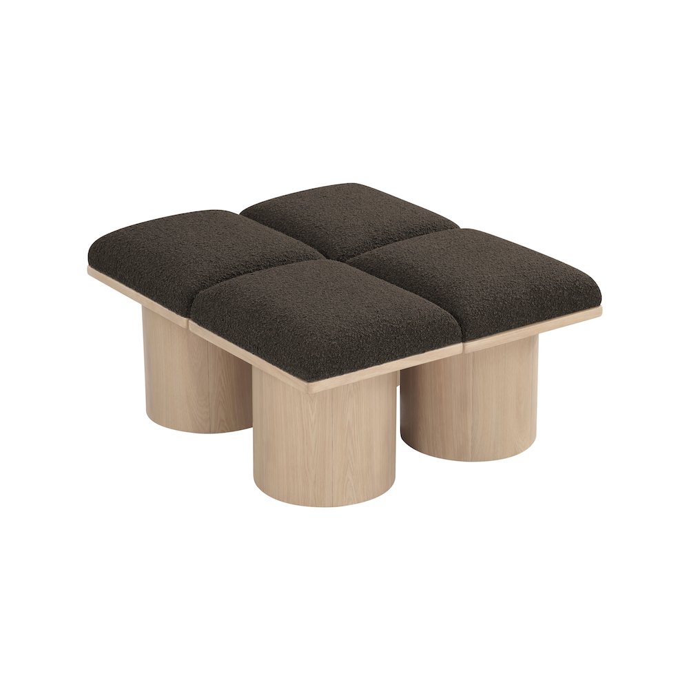 Pavilion Brown Boucle Fabric Bench