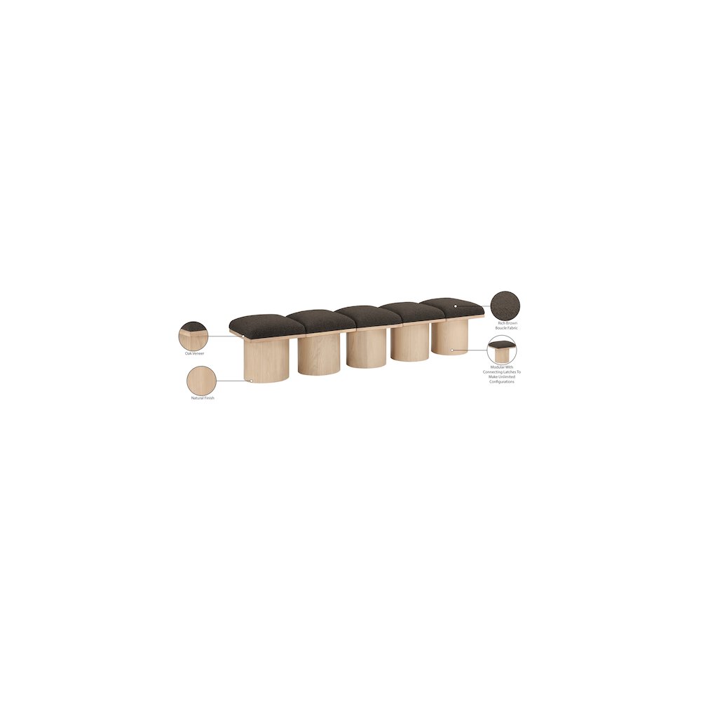 Pavilion Brown Boucle Fabric Bench