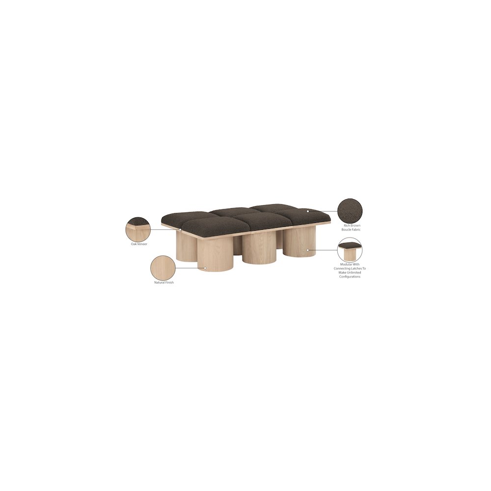 Pavilion Brown Boucle Fabric Bench