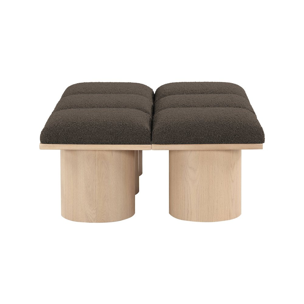 Pavilion Brown Boucle Fabric Bench