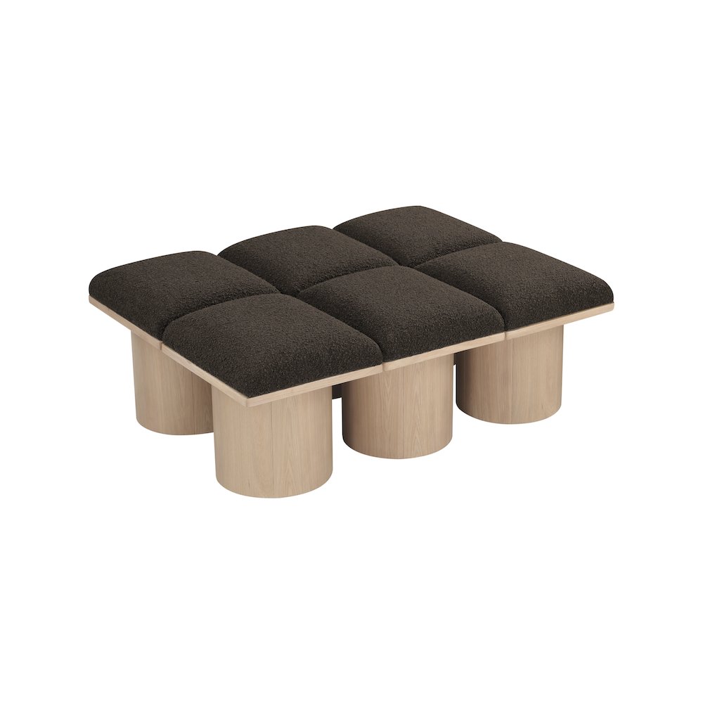 Pavilion Brown Boucle Fabric Bench